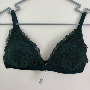 Victoria's Secret Dark Green Lace Triangle Bralette